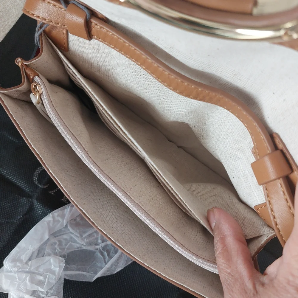 Vince Camuto Menio Aged Rum Genuine Leather Small Crossbody Bag - Picture 9 of 14